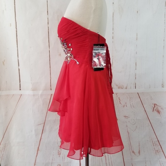 Alyce Paris Short Silky Strapless Chiffon Dress - Picture 3 of 8